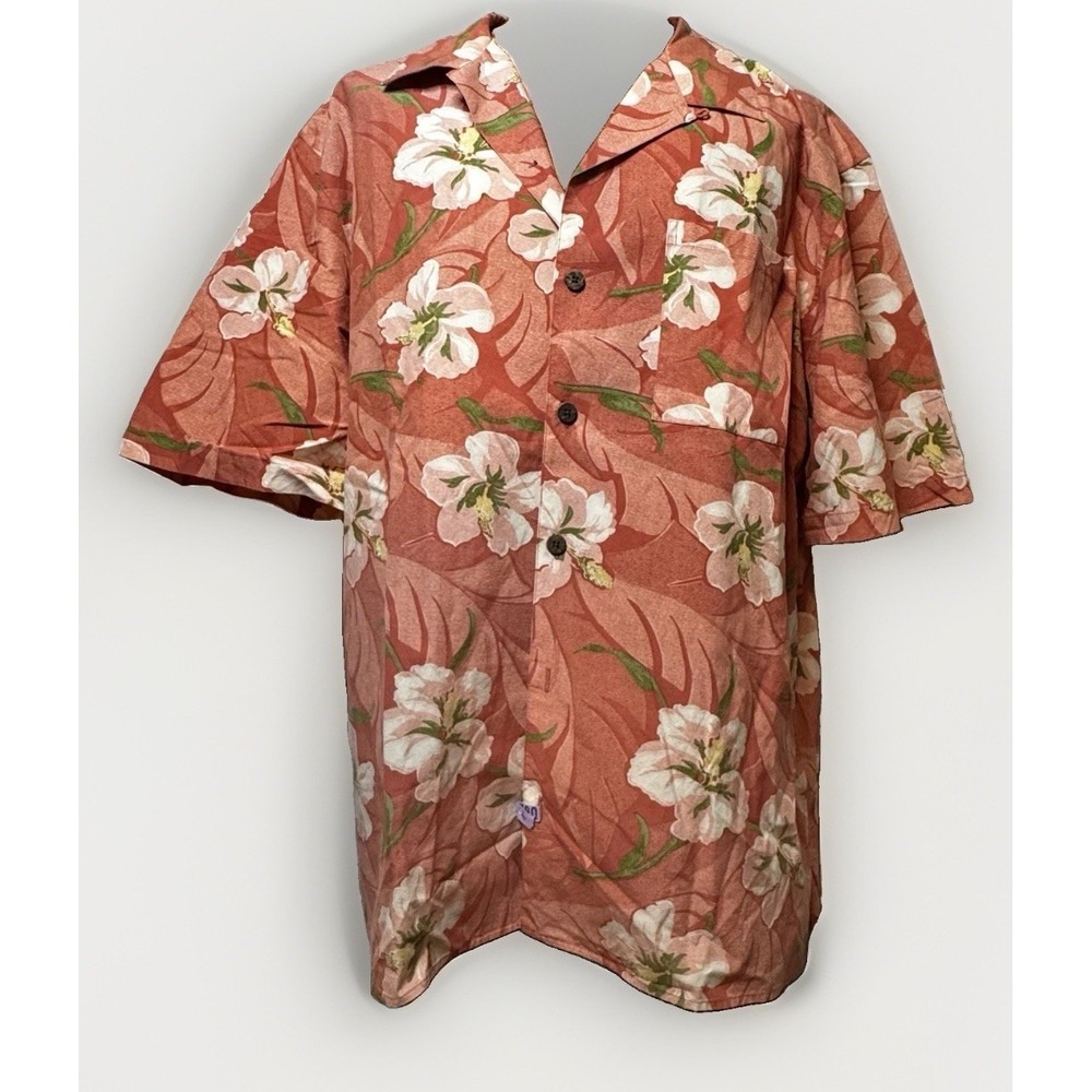 Pusser's West Indies Hawaiian Shirt Large Silk Blend Floral Short Sleeve